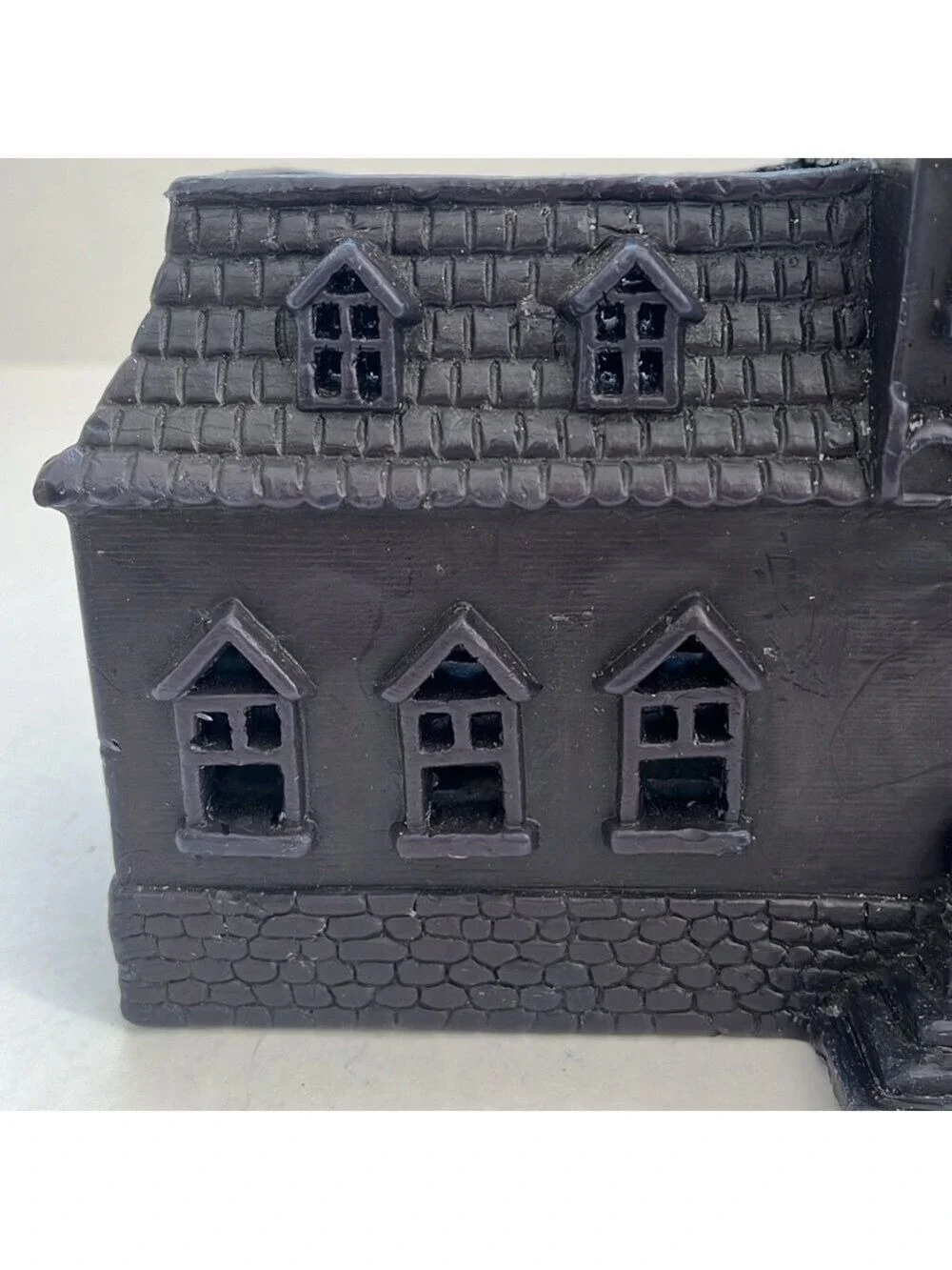 Pottery Barn Wax Haunted House Votive Candle Holder Halloween Vintage Black